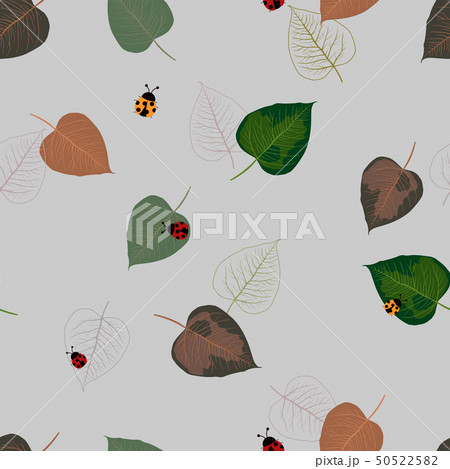Hand drawn tropical leaves with cute ladybugs Hand drawn tropical leaves with cute ladybugs 50522582