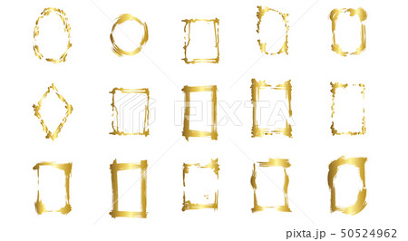 Set of dry brush frames. Hand drawn artistic frames. Golden engraved ink art. Isolated frame Set of dry brush frames. Hand drawn artistic frames. Golden engraved ink art. Isolated frame 50524962