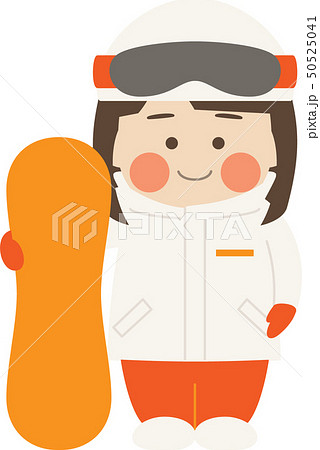 女性キャラクタースノーボードのイラスト素材