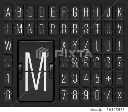 Light airport terminal mechanical scoreboard alphabet to display destination and timetable vector 50525625