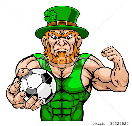Leprechaun Holding Soccer Ball Sports Mascot 50525626