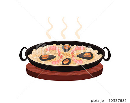 Traditional Spanish paella dishes. Vector illustration on white background. Traditional Spanish paella dishes. Vector illustration on white background. 50527685