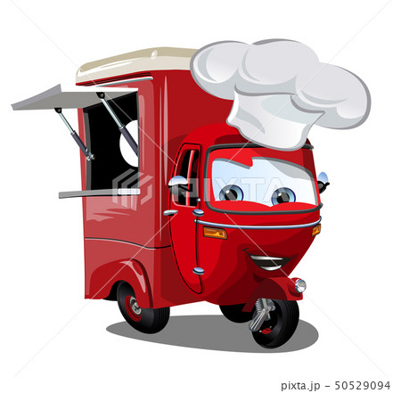Vector cartoon food truck scooter isolated on whit 50529094