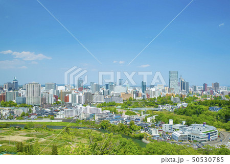 広瀬川 仙台市全景 新緑 広瀬川 仙台市全景 新緑 50530785