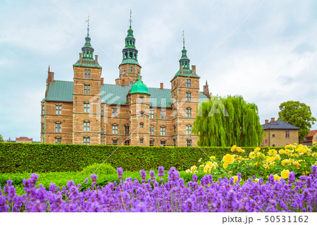 lavender flowerbed in gardens of Rosenborg Castle lavender flowerbed in gardens of Rosenborg Castle 50531162