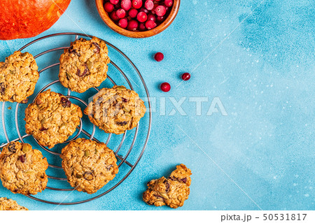 Homemade oatmeal cookies with cranberries and 50531817