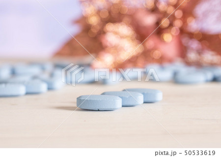 Blue medical pills in a hospital Blue medical pills in a hospital 50533619