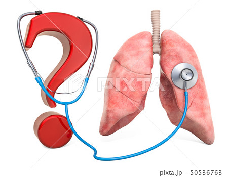 Human lungs with question mark and stethoscope 50536763