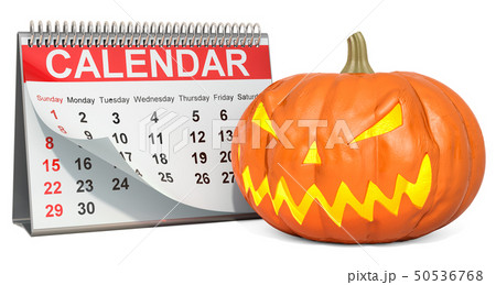 Halloween concept. Desk calendar with Halloween 50536768