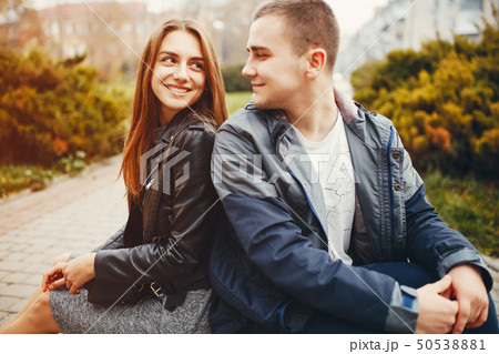Couple in autumn park 50538881