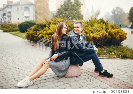 Couple in autumn park 50538883