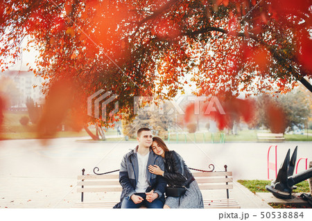 Couple in autumn park 50538884