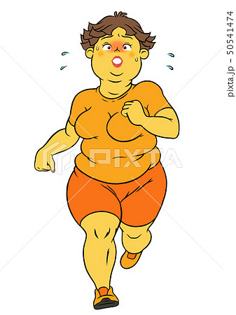 ダイエットのためにランニングをする、ぽっちゃり女性 50541474