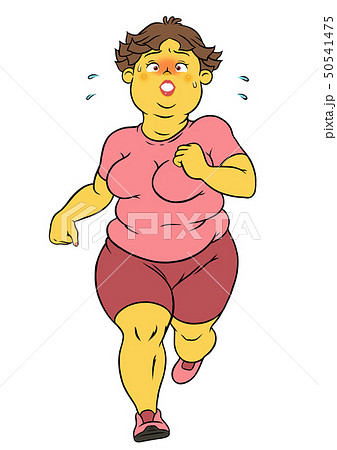 ダイエットのためにランニングをする、ぽっちゃり女性 50541475