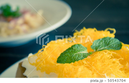 Golden Egg Yolk Threads or Foi Thong Thai Dessert 50543704