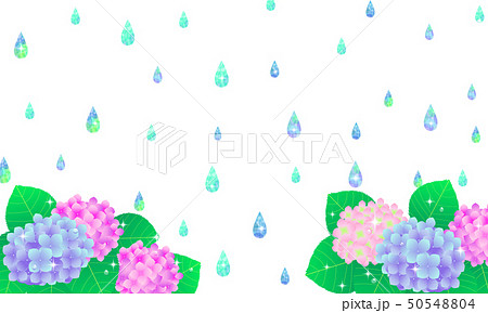 梅雨のイメージイラスト 紫陽花と雨 01のイラスト素材