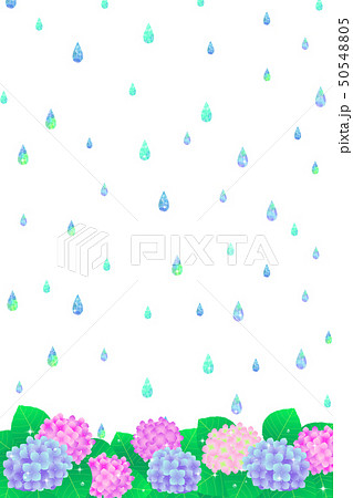 梅雨のイメージイラスト 紫陽花と雨 02のイラスト素材