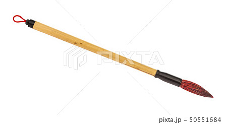 bamboo paint brush with red colored tip isolated bamboo paint brush with red colored tip isolated 50551684