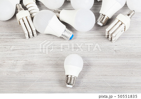 top view of white LED and energy-saving lamps 50551835