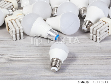 still life with white LED bulb lights and lamps 50552014