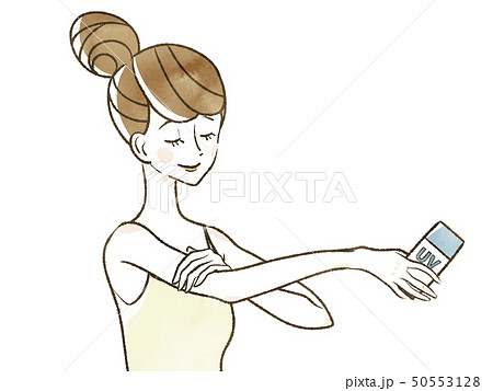 日焼け止めを塗る女性 50553128