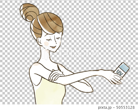 日焼け止めを塗る女性 50553128