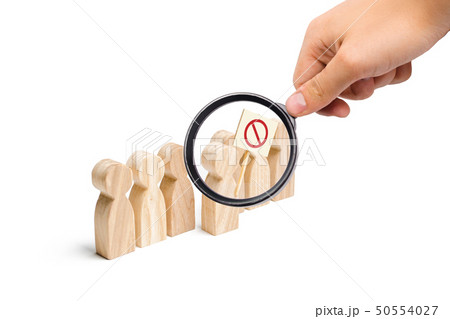 An angry mob of wooden figures of people 50554027