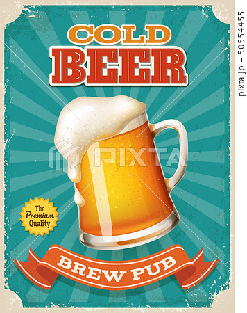 Vector Cold Beer poster with high detailed beer mug illustration 50554455