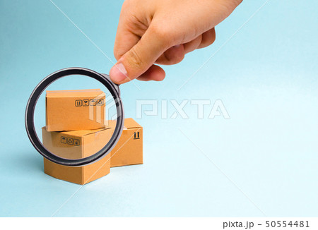bunch of boxes on a blue background 50554481