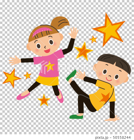 ダンスをする子供達のイラスト素材