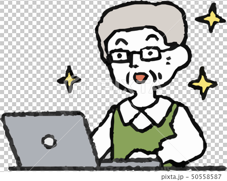 Seniors laptop senior pose emotion expression 50558587
