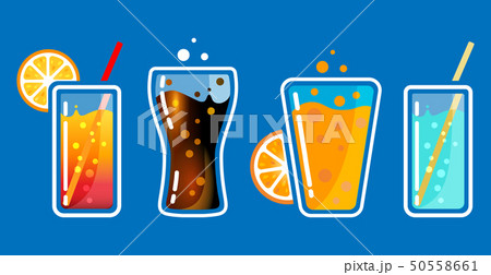 Different Colored Glasses With Soda Drinks With のイラスト素材