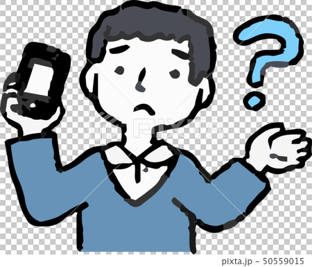 電子マネー　電子決済　男性　スマートフォン　表情　ポーズ　イラスト 50559015