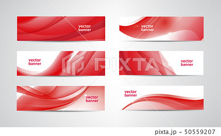 Vector set of wavy banners, red web headers. Silk vibrant abstract background, horizontal Vector set of wavy banners, red web headers. Silk vibrant abstract background, horizontal 50559207
