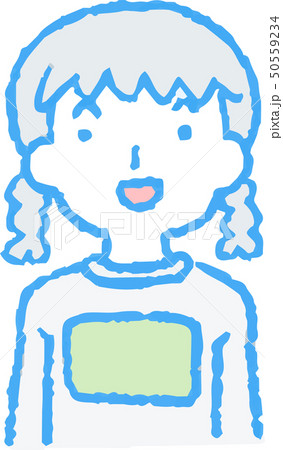 手描き 女の子 女性 ポーズ リアクション 上半身 イラストのイラスト素材