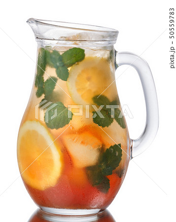 Iced lemon mint tea pitcher, paths Iced lemon mint tea pitcher, paths 50559783