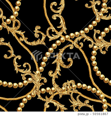 Golden chain glamour baroque style seamless Golden chain glamour baroque style seamless 50561867
