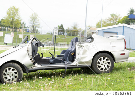 crashed car on field 50562361