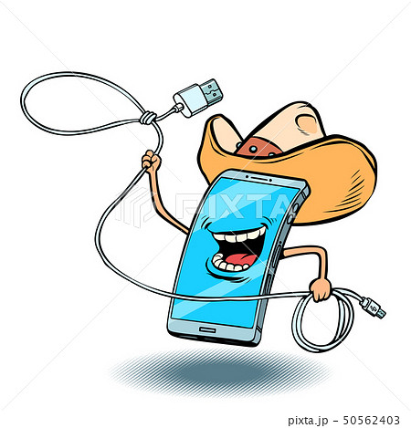 smartphone cowboy character 50562403