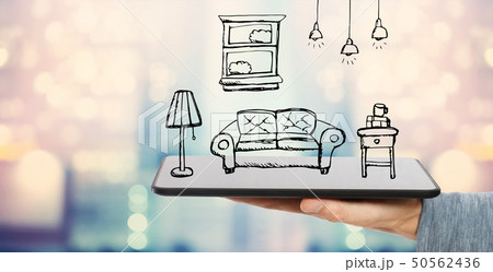 New apartment dream with tablet computer  50562436