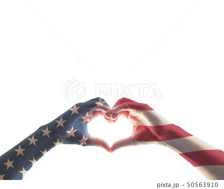 American flag red white blue star pattern on hands 50563910