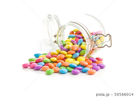 Colorful chocolate candy pills. 50566014