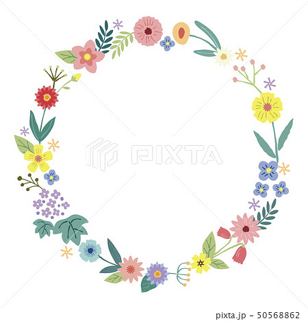 花の装飾フレーム 花輪 のイラスト素材