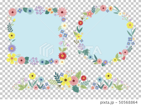 Floral decoration frame set (square, circle) 50568864
