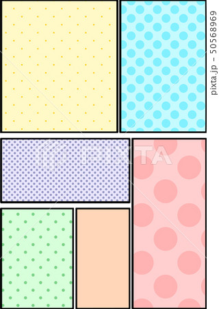 漫画 コマ枠 ポップ アメコミ 水玉 ドットパターン デザイン コピースペース イラストのイラスト素材