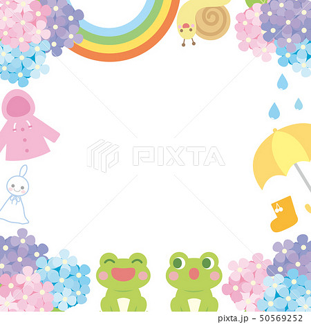 かわいい梅雨のフレーム メッセージカード のイラスト素材