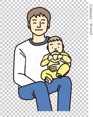 赤ちゃんを抱っこするパパ 50569672
