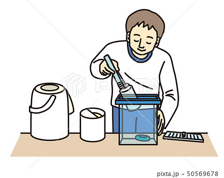 哺乳瓶を消毒するパパ 50569678