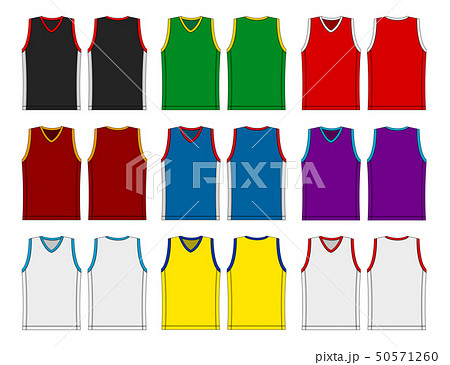 タンクトップ ノースリーブシャツ バスケットボールユニフォーム テンプレートイラストセットのイラスト素材
