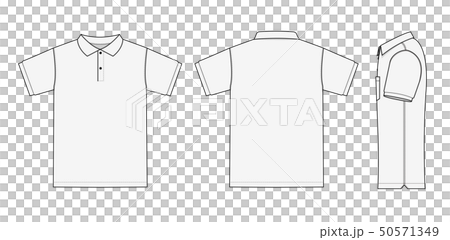 Short-sleeved polo shirt (without pocket) Mock-up template (front, back, side) / white 50571349